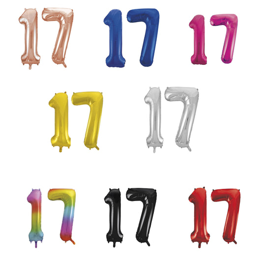 17th Birthday 34" Foil Balloon Kit In A Choice Of 8 Colours