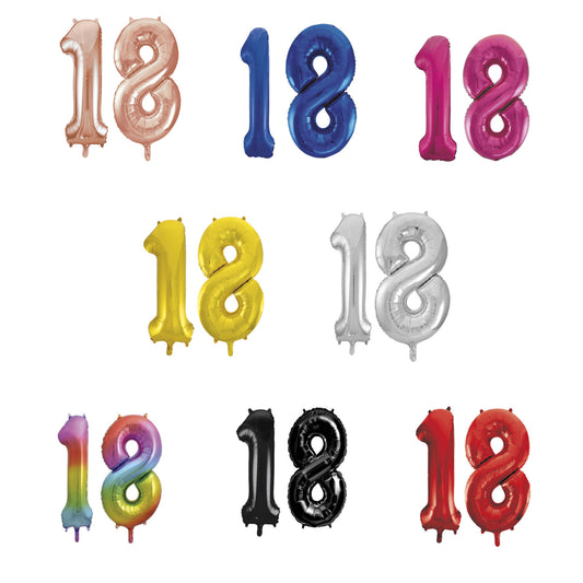 18th Birthday 34" Foil Balloon Kit In A Choice Of 8 Colours