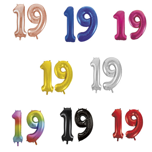 19th Birthday 34" Foil Balloon Kit In A Choice Of 8 Colours