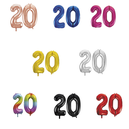 20th Birthday 34" Foil Balloon Kit In A Choice Of 8 Colours