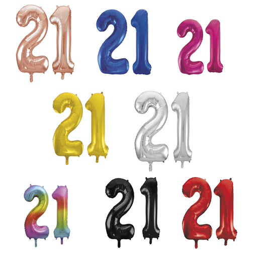 21st Birthday 34" Foil Balloon Kit In A Choice Of 8 Colours