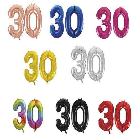 30th Birthday 34" Foil Balloon Kit In A Choice Of 8 Colours