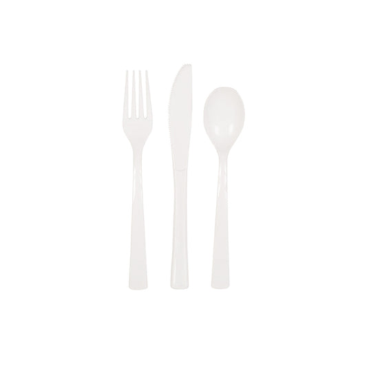 Reusable Cutlery In WHITE - 6 Knifes, 6 Forks 6 Spoons Per Pack