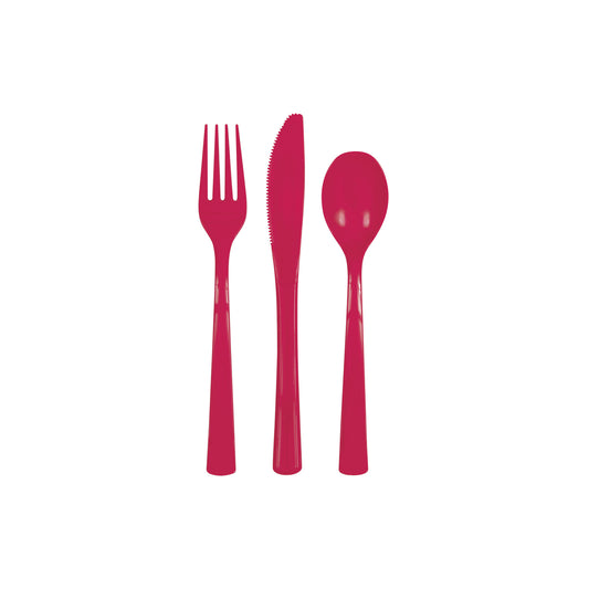 Reusable Cutlery In RED - 6 Knifes, 6 Forks 6 Spoons Per Pack