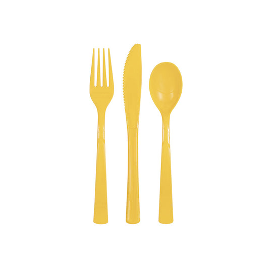 Reusable Cutlery In YELLOW - 6 Knifes, 6 Forks 6 Spoons Per Pack