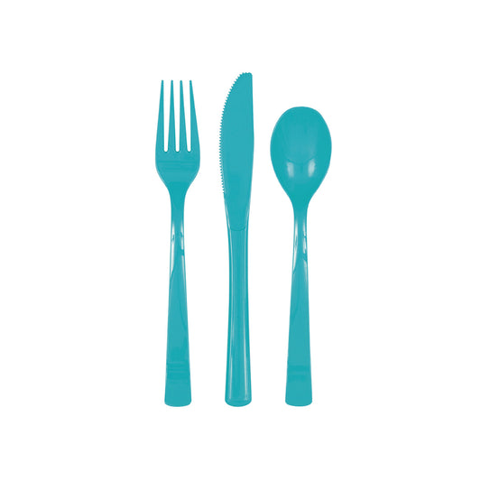 Reusable Cutlery In TEAL / TURQUOISE - 6 Knifes, 6 Forks 6 Spoons Per Pack