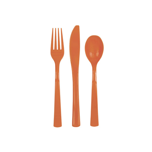 Reusable Cutlery In ORANGE - 6 Knifes, 6 Forks 6 Spoons Per Pack