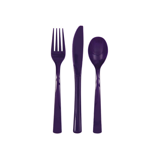 Reusable Cutlery In PURPLE - 6 Knifes, 6 Forks 6 Spoons Per Pack