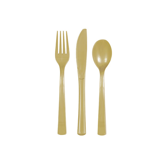 Reusable Cutlery In GOLD - 6 Knifes, 6 Forks 6 Spoons Per Pack