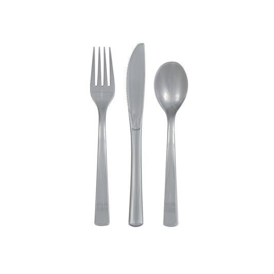 Reusable Cutlery In SILVER - 6 Knifes, 6 Forks 6 Spoons Per Pack