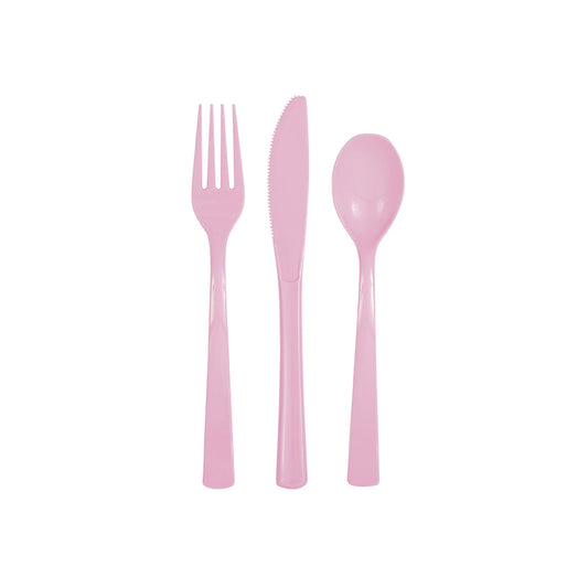Reusable Cutlery In BABY PINK - 6 Knifes, 6 Forks 6 Spoons Per Pack