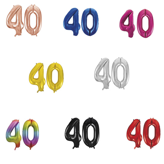 40th Birthday 34" Foil Balloon Kit In A Choice Of 8 Colours