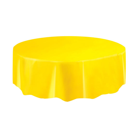 Round Plastic Table Cover In Yellow