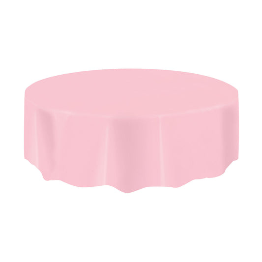 Round Plastic Table Cover In Baby Pink