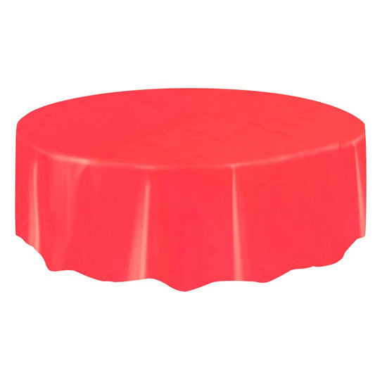 Round Plastic Table Cover In Red