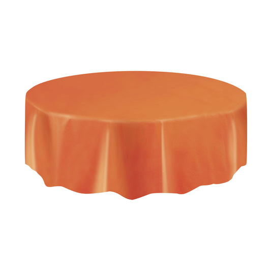 Round Plastic Table Cover In Orange