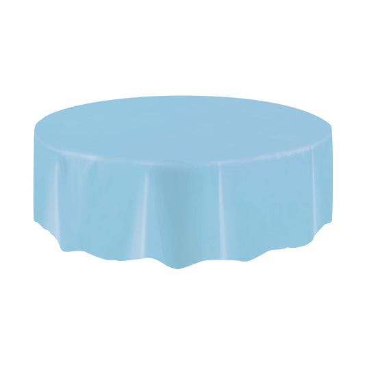 Round Plastic Table Cover In Baby Blue