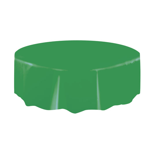 Round Plastic Table Cover In Emerald Green