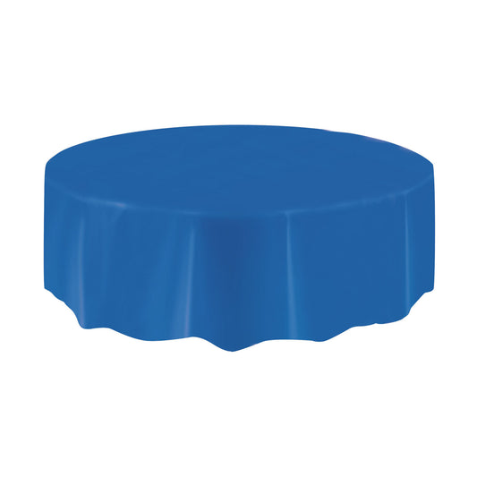 Round Plastic Table Cover In Royal Blue