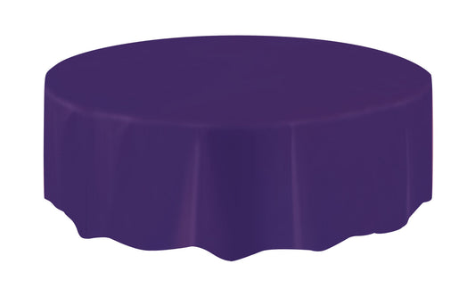 Round Plastic Table Cover In Purple