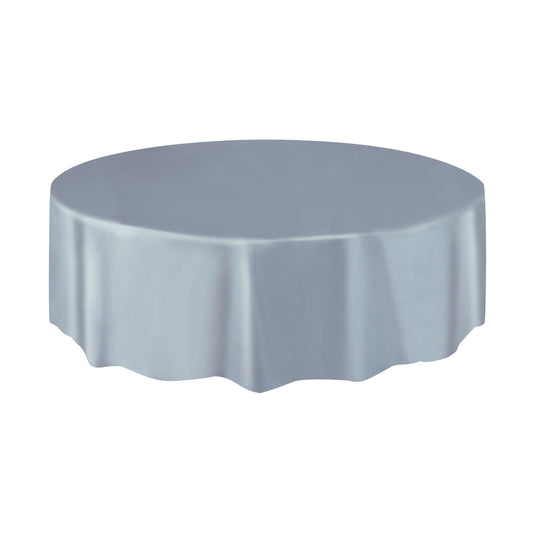 Round Plastic Table Cover In Silver