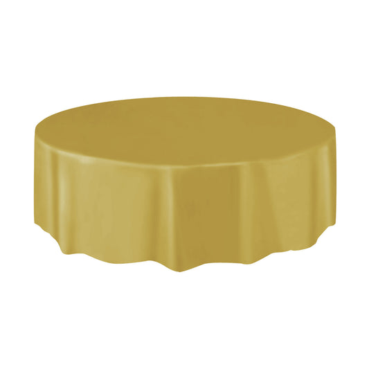 Round Plastic Table Cover In Gold