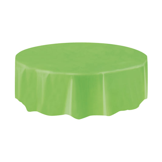 Round Plastic Table Cover In Lime Green