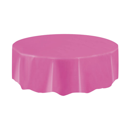 Round Plastic Table Cover In Hot Pink / Cerise