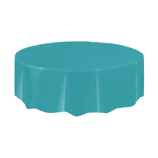 Round Plastic Table Cover In Teal / Turquoise