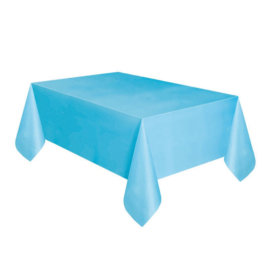 Rectangular Plastic Table Cover In Baby Blue