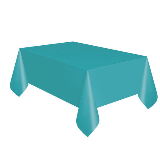 Rectangular Plastic Table Cover In Teal / Turquoise