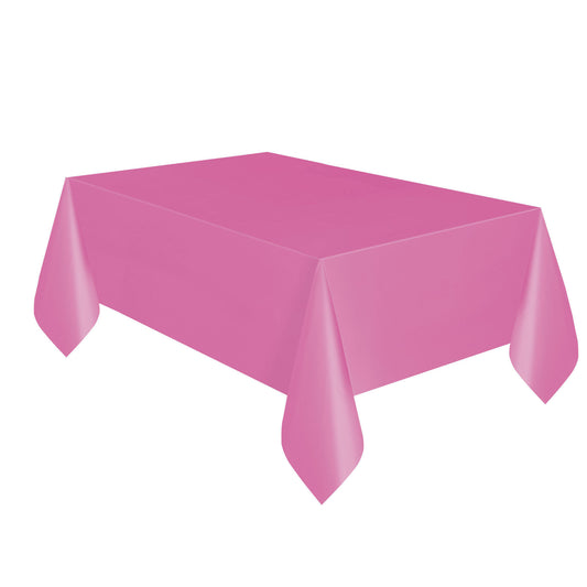 Rectangular Plastic Table Cover In Hot Pink / Cerise