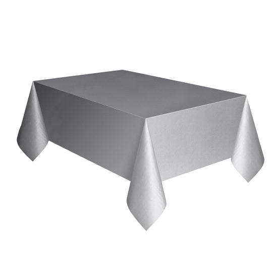 Rectangular Plastic Table Cover In Silver