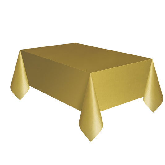 Rectangular Plastic Table Cover In Gold