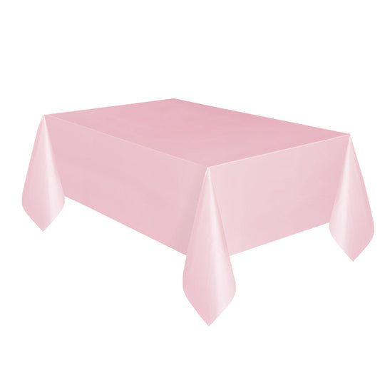 Rectangular Plastic Table Cover In Baby Pink