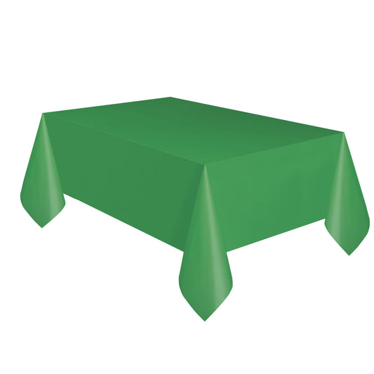 Rectangular Plastic Table Cover In Emerald Green