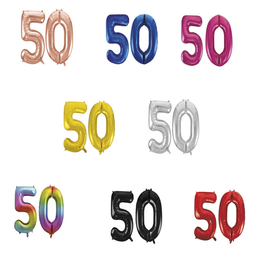 50th Birthday 34" Foil Balloon Kit In A Choice Of 8 Colours