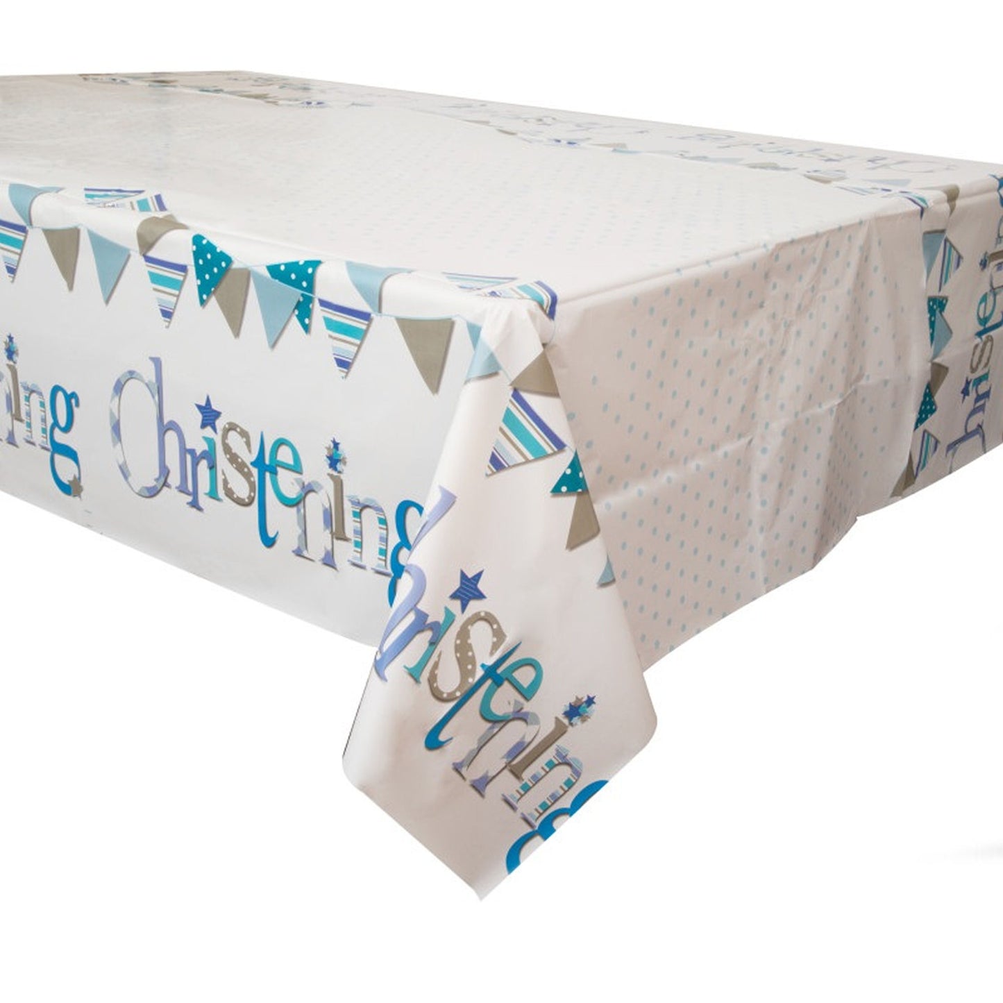 Blue Christening Plastic Reusable Tablecover