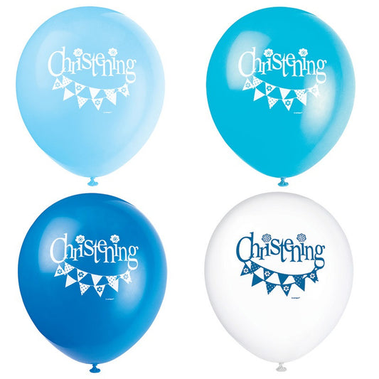 Blue Christening 12in Latex balloons - 8pk