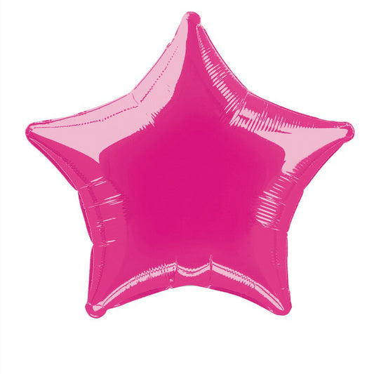 Star Shaped Foil Balloon In HOT PINK - Fill With Helium Or Air.