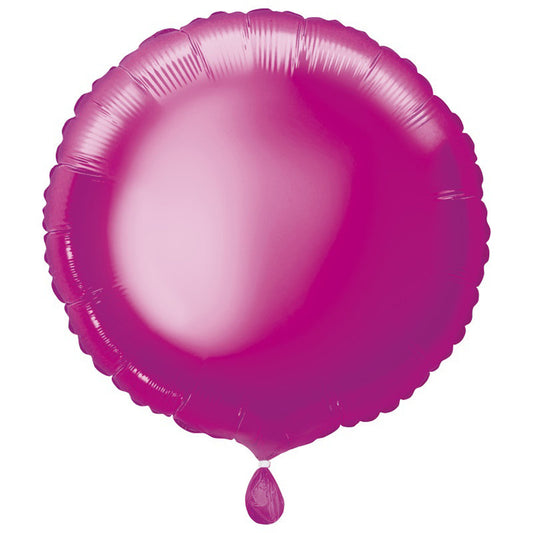 Round Shaped Foil Balloon In HOT PINK - Fill With Helium Or Air.