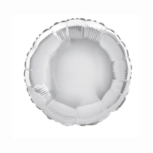 Round Shaped Foil Balloon In SILVER - Fill With Helium Or Air.