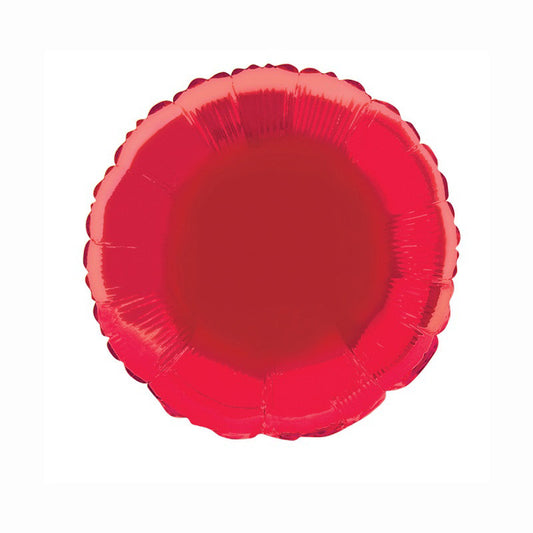 Round Shaped Foil Balloon In RED - Fill With Helium Or Air.