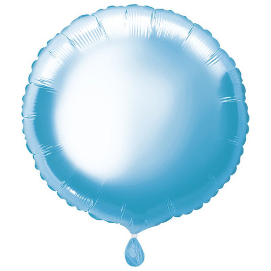 Round Shaped Foil Balloon In BABY BLUE - Fill With Helium Or Air.