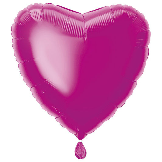 Heart Shaped Foil Balloon In HOT PINK - Fill With Helium Or Air.