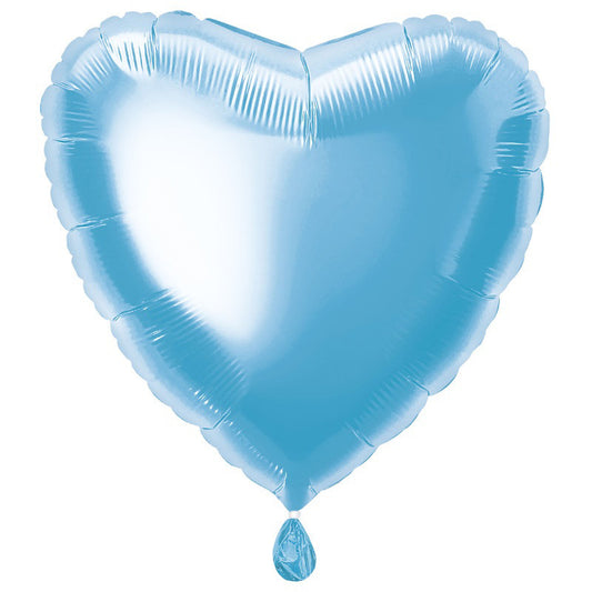 Heart Shaped Foil Balloon In BABY BLUE - Fill With Helium Or Air.