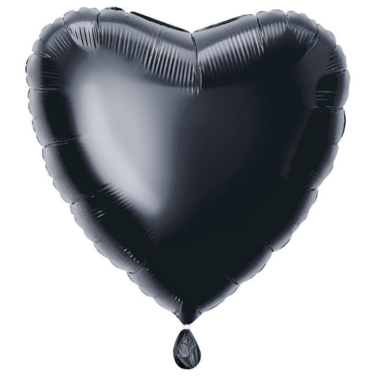 Heart Shaped Foil Balloon In BLACK - Fill With Helium Or Air.