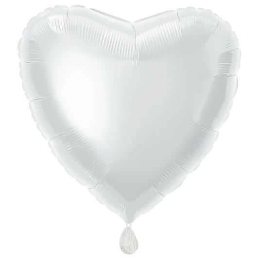 Heart Shaped Foil Balloon In WHITE - Fill With Helium Or Air.