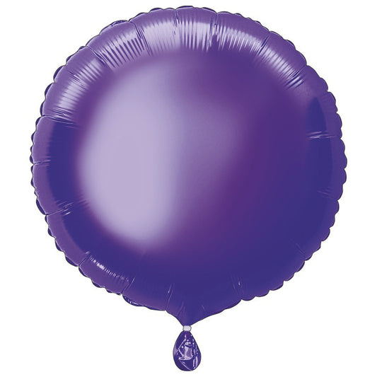 Round Shaped Foil Balloon In PURPLE - Fill With Helium Or Air.
