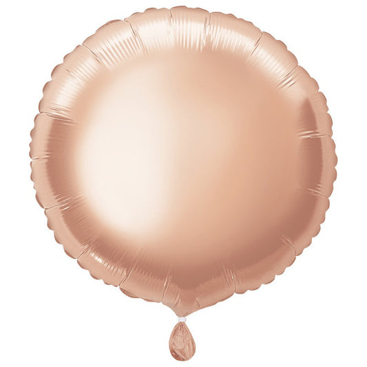 Round Shaped Foil Balloon In ROSE GOLD - Fill With Helium Or Air.